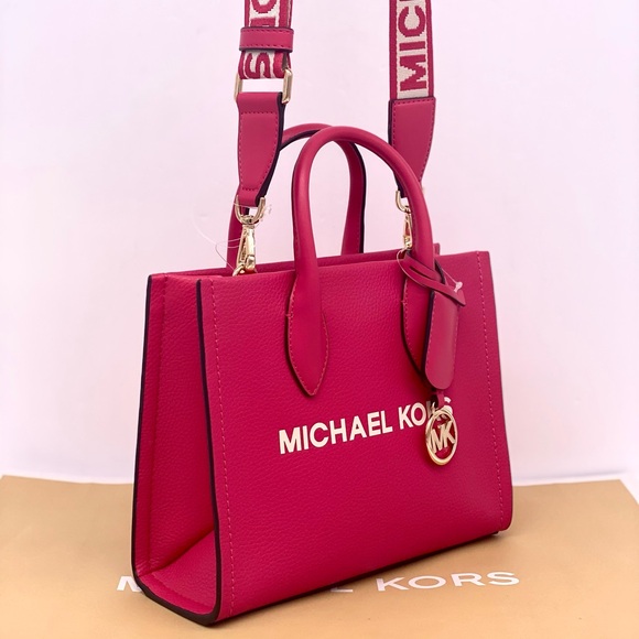 MICHAEL KORS Mirella Small Pebbled Leather
Crossbody Bag Tote Electric Pink - Picture 6 of 12